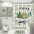 4Pcs Camper RV Shower Curtain Ocean Surfboard Rustic Planks Tropical
