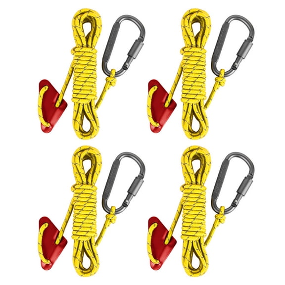 4Pcs Camping Rope with Locking Carabiner Clip Reflective Guy Lines for Hiking