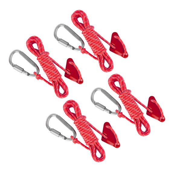 4Pcs Camping Rope with Locking Carabiner Clip Reflective Guy Lines with Guyline Adjuster Tensioner for Outdoor Hiking