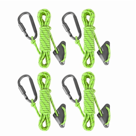 4Pcs Camping Rope with Locking Carabiner Clip Reflective Guy Lines with Guyline Adjuster Tensioner for Outdoor Hiking