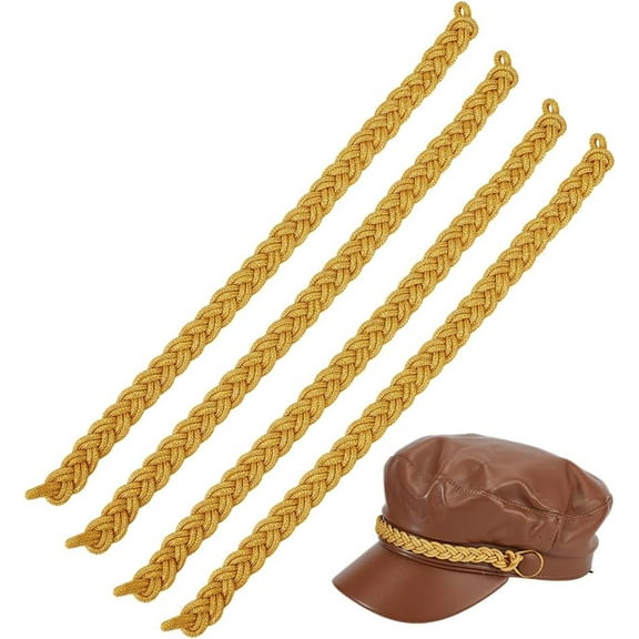 4Pcs Captain Hat Straps Polyester Visor Cap Cord for Military Golf Fishing Captain Bullion & Baseball Hats