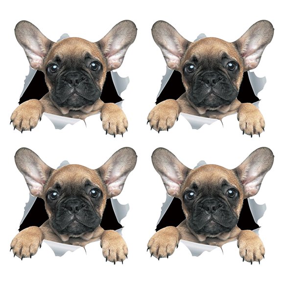 4Pcs Car Decorative Stickers 3D Dog Puppy Pattern Sticker Auto Body PVC Waterproof Decal Accessory for Car Rear Window Laptop Decoration Type 2 20cmx19cm