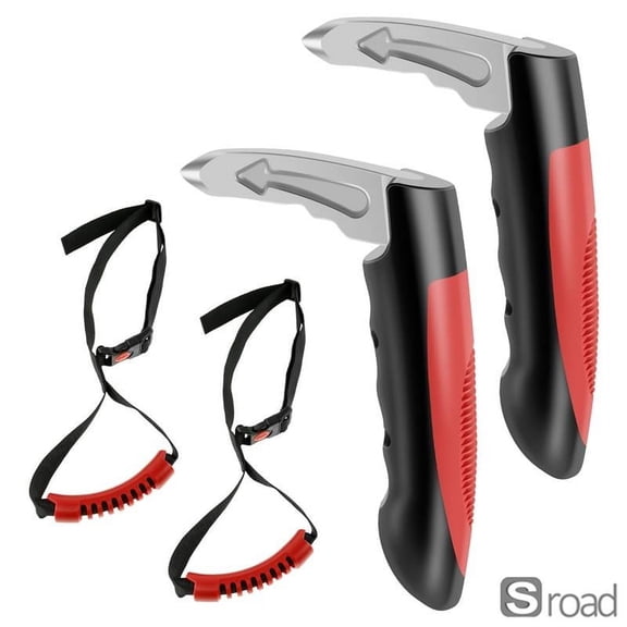 4Pcs Car Door Assist Handle For Elderly With Window Breaker & Seatbelt Cutter, 2-in-1 Multifunctional Safety Car Handle For Seniors And Disabled,Red
