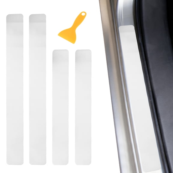4Pcs Car Door Sill Plate Protectors Door Edge Step Dust Shield Cover, White