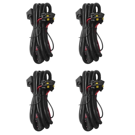 4Pcs Car Fog Light Relay Harness H11 880 Relay Adapter Extension Cable 40A Led Light and Halogen Fog Light Connector,4 x harness,black