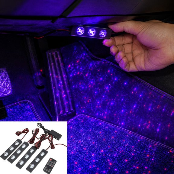 4Pcs Car Interior Ambient Lights LED Lights for Halloween Car Accessories Christmas White Elephant Gifts for Men Women Remote Control with USB Port Color Change Lights for Truck Car Decor