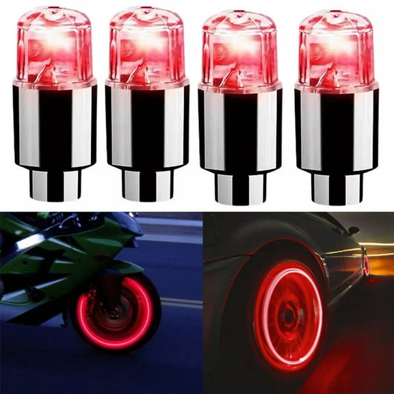 4Pcs Car Motorcycle Bike LED Lights Neon Wheel Tire Tyre Valve Dust Cap Light