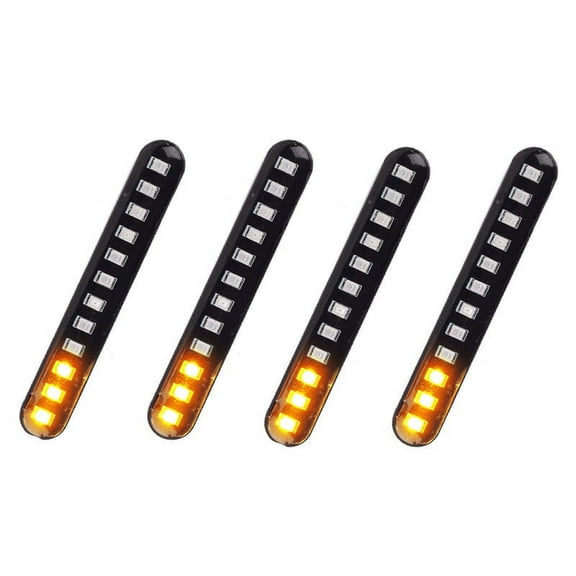 4Pcs Car Flowing Water Tail Brake Lights 12 Led Turn Signals Strip 3528Smd License Plate Light Blinker
