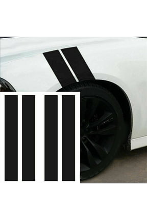 4Pcs Car Sticker Side Hood Bonnet Fender Stripes Graphics Vinyl Decals Black