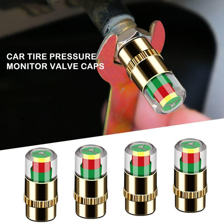 4Pcs Car Tire Pressure Gauge Indicator Alert Monitoring Valves Cap