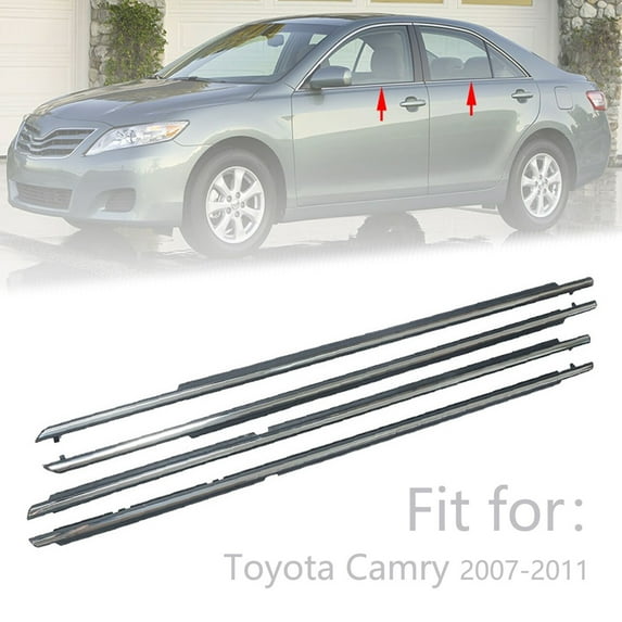 4Pcs Car Window Exterior Trim Strips Chrome Seal Weatherstrips Fit for Toyota Camry 2007-2011