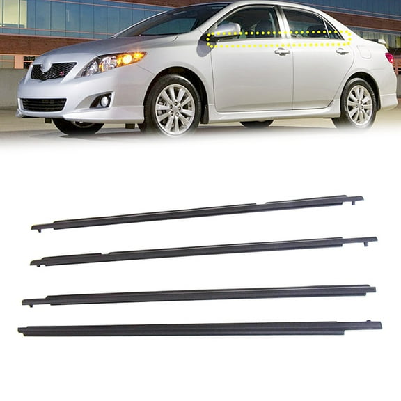 4Pcs Car Window Exterior Trim Strips Seal Weatherstrips Fit for Toyota Corolla 2009-2012