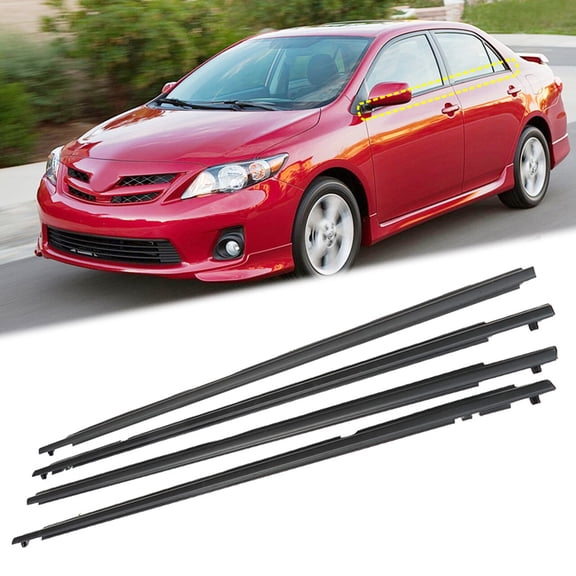 4Pcs Car Window Exterior Trim Strips Seal Weatherstrips Fit for Toyota Corolla 2009-2012