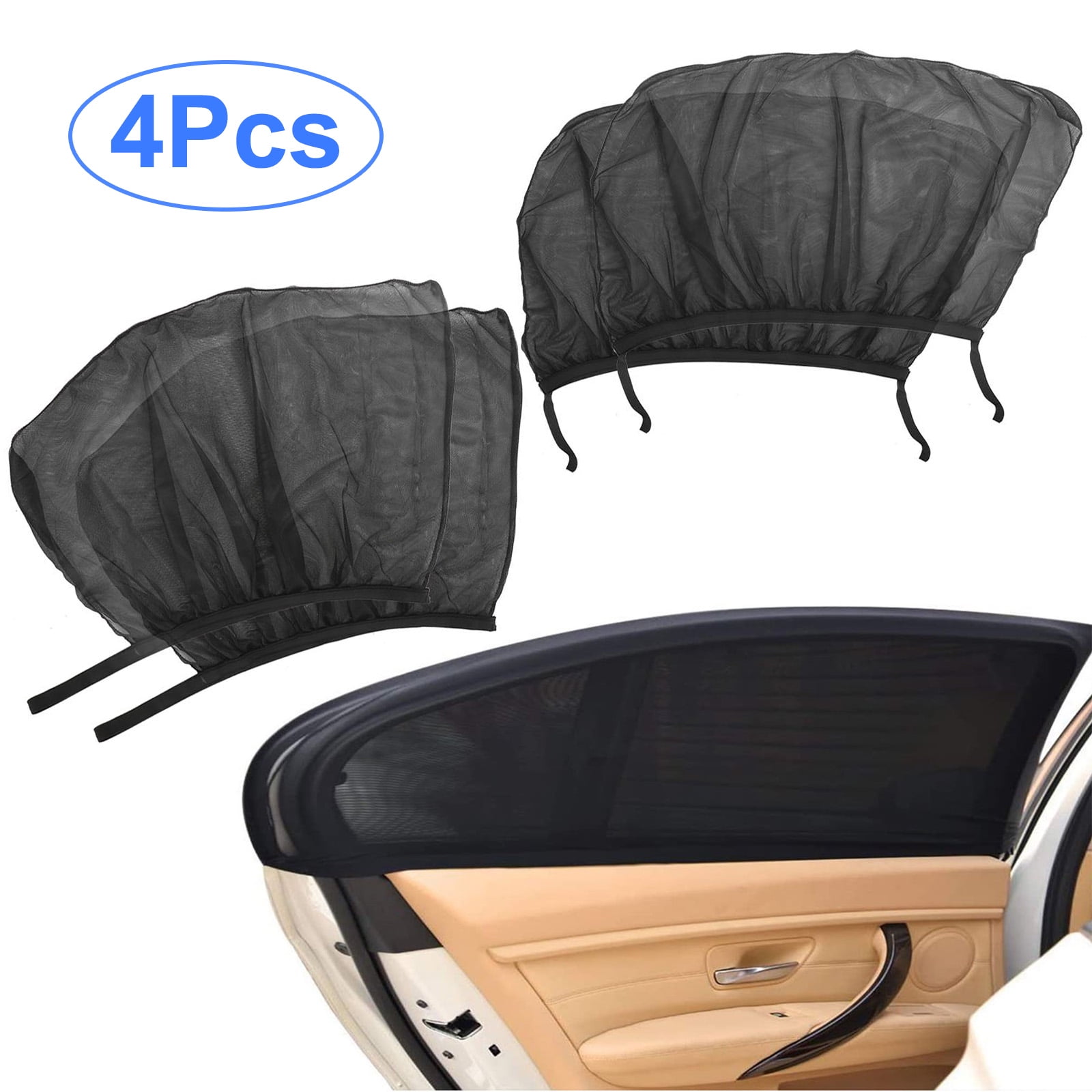 4Pcs Car Window Sun Shades, EEEkit Breathable Mesh Car Front Rear Window Sun  Visor Shades with UV Protection 