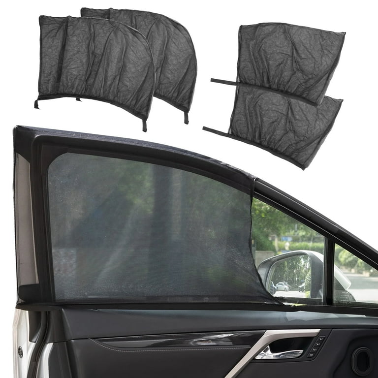 EEEkit 4pcs Car Window Sun Shades Mesh Car Front Rear Window Shades with UV Protection Black