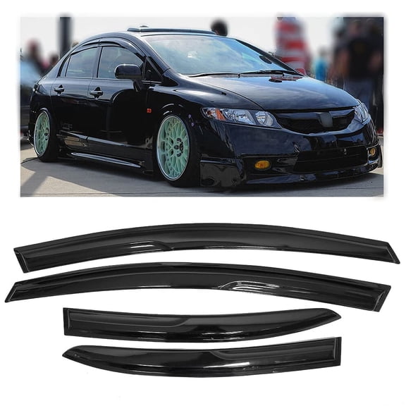 ZXMT 4Pcs Car Window Visor Vent Shade Deflector Guard for for 2006-2011 Honda Civic 4-Door Sedan