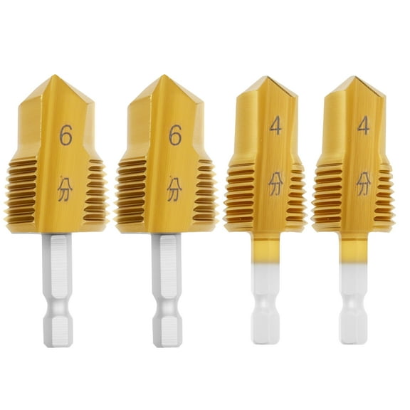 4Pcs Carbon Steel PVC Pipe Threader for Hand Electric Drills Wear Resistant Water Pipe Internal Thread Opener for DIY Enthusiast Professional