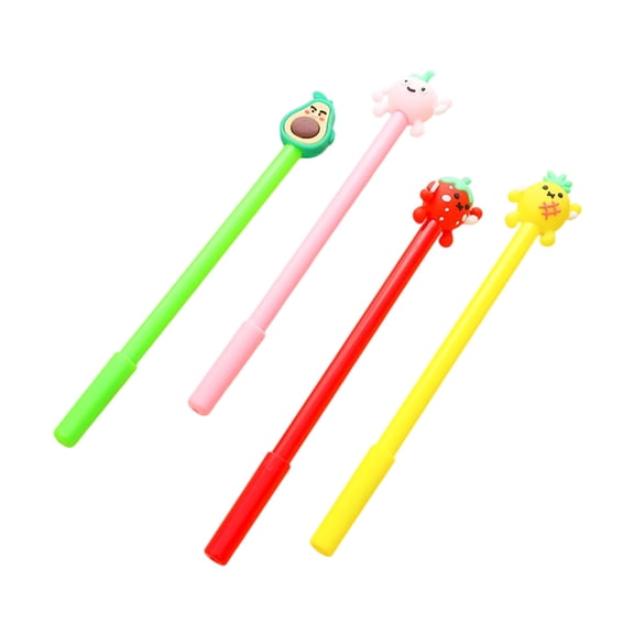 4Pcs Cartoon Character Gel Inks Pens Quick Dry Cartoon Gel Pen 0.5MM Tip Comfortable Grip for Daily Writing Journaling
