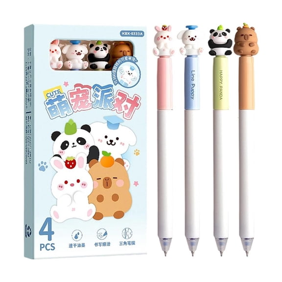 4Pcs Cartoon Erasable Gel Pen 0.5mm Twist Action Gel Inks Pen Quick Dry Gel Inks