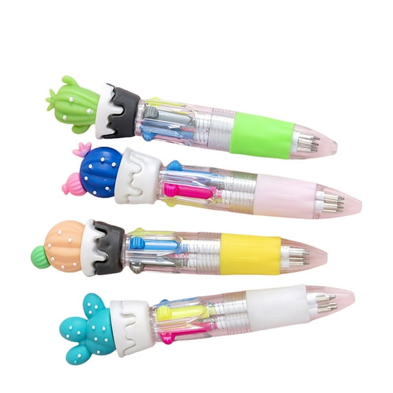4Pcs Cartoon Multicolor Pen 4 Color-in-1 Pen Multicolored Ballpoint Pens for Color Coding Writing Drawing Journaling