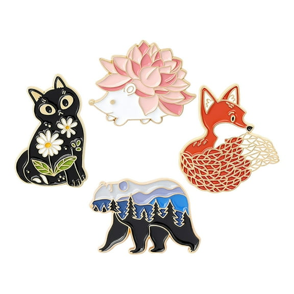 4Pcs Cartoon Pin Brooch Corsage Animal Model Jewelry Women Costume