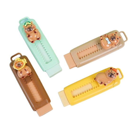 4Pcs Cartoon Push Pull Eraser Sliding Rubber Erasers Retractable Pencil Eraser