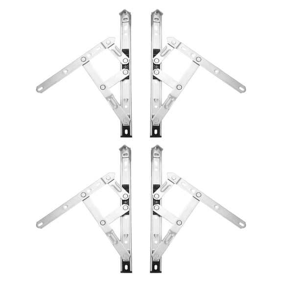 4Pcs Casement Window Hinge, 10-inch Stainless Steel Friction Stay Hinges Duty Concealed Hinge Window Latch Lock for Awning Hopper Transom Window, Silver