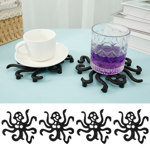4Pcs Cast Iron Trivet Metal Trivet Heat Resistant Trivet Nonslip Hot Plate Trivet with Rubber Feet Vintage Hot Pan Trivet Decorative Hot Teapot Trivet for Hot Dish Pot Pan Plate