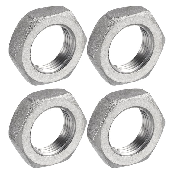 4Pcs Cast Pipe Fitting Hex Locknut, 304 Stainless Steel Hex Lock Nut PT 3/8" Female Thread for Plumbing Fixed, Water Broom and Undercarriage Cleaner, 0.94"x0.26"(ODxT)
