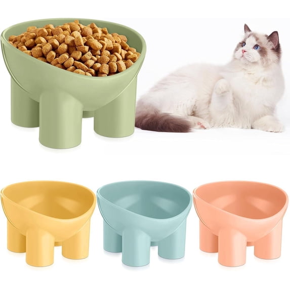 4Pcs Cat Bowl Anti Vomiting Raised Cat Bowls Ergonomic Tilted Cat Bowl Expedient