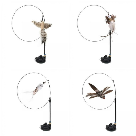 4Pcs Cat Feather Toy Interactive Catcher with Bell Indoor Kitty Exercise