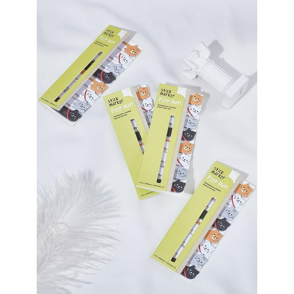 4Pcs Cat Shape Paper Pad Sticky Notes Sticker Index Tabs Self-Stick Notepads Divider Tabs Writing Memo Pads Easy to Post for Reminder Stationery Office