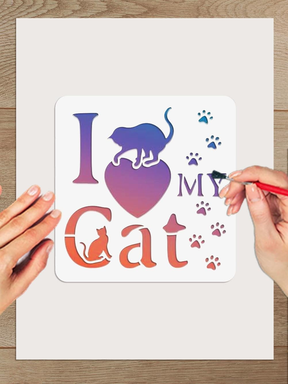 4Pcs Cats and Letters Painting Stencil Cute Kitten Theme Plastic ...