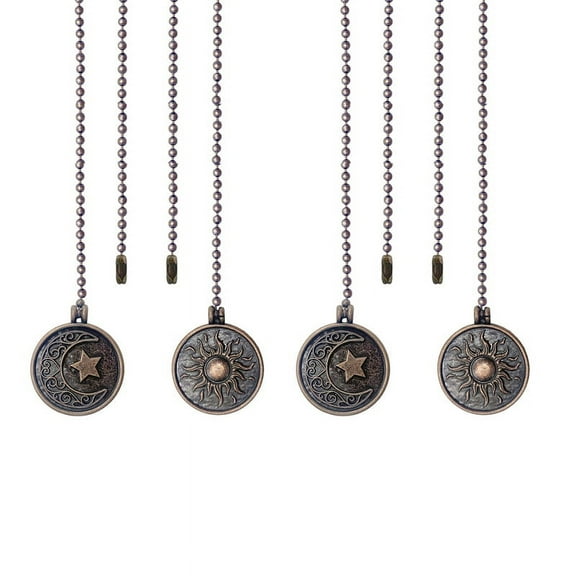 4Pcs Ceiling Fan Pull Chain Set Pattern Chains Extension Copper Beaded Ball with Ornament