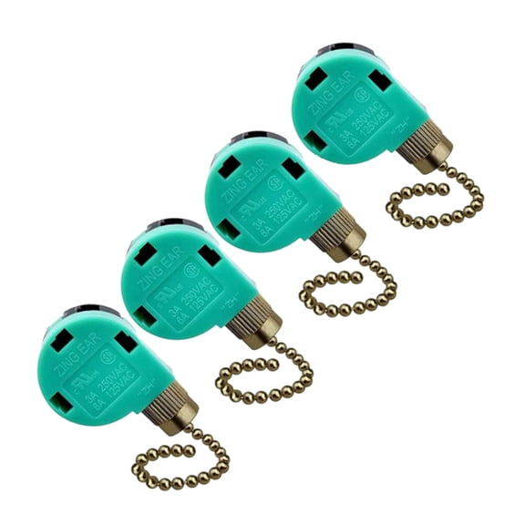 4Pcs Ceiling Fan Switch Zing Ear ZE-268S6, 3 Speed 4 Wire Speed Control Pull Chain Cord Appliances Switch Parts (Bronze)