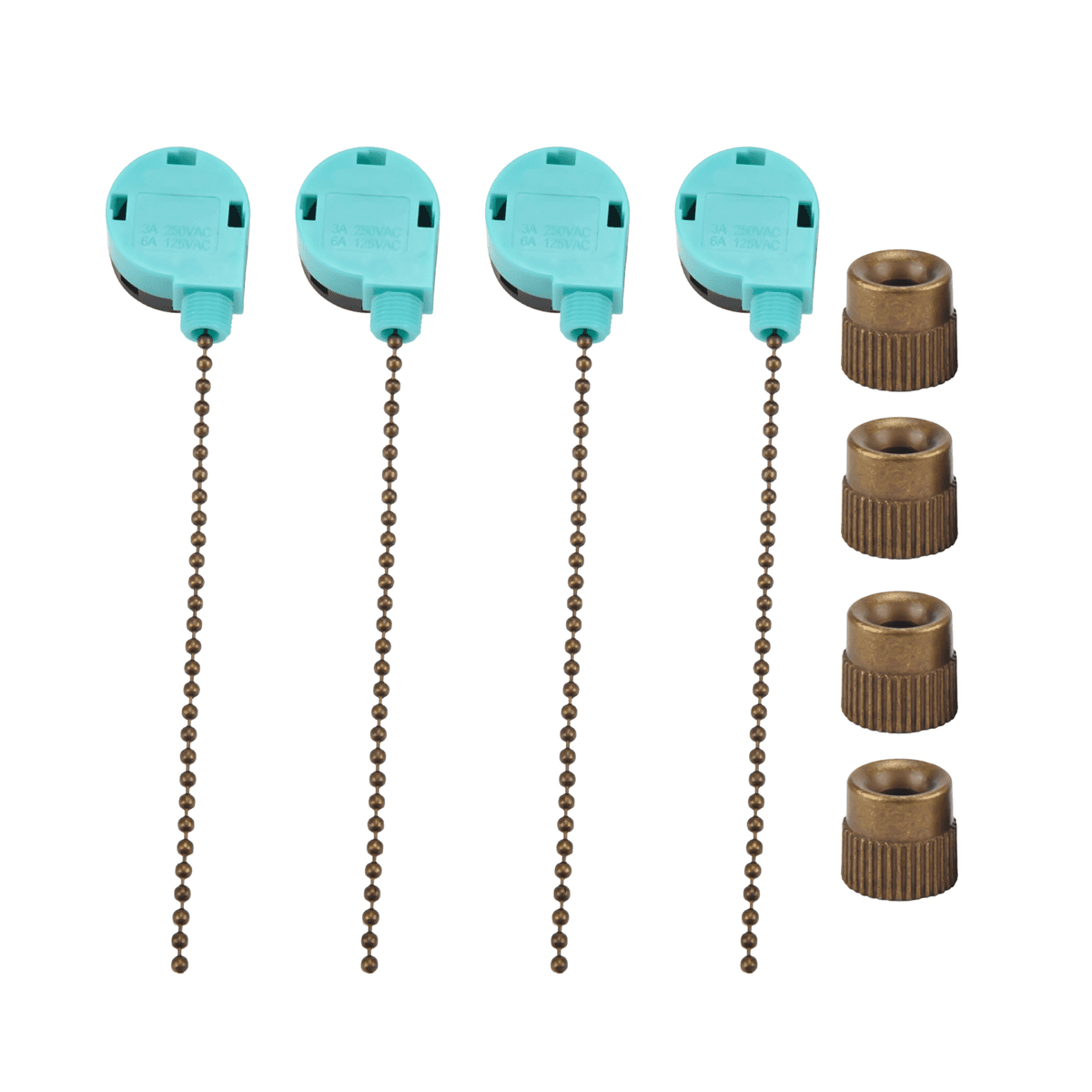 Akahttbn ZE-268S6 3-Speed 4-Wire Bronze Ceiling Fan Switch – Pull Chain Control