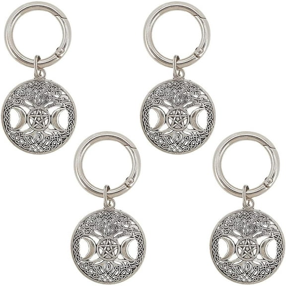 4Pcs Celtics Knot Keychain Moon and Star Shoe Charms Hanging Decoration with Spring Buckle Ring Shoe Clips Pendant