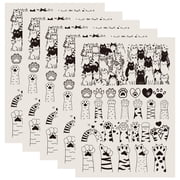 4Pcs Ceramic Decal Transfer Paper Underglaze Transfer Decal Black Cute Cats Paw Pattern Waterslide Porcelain Sheets