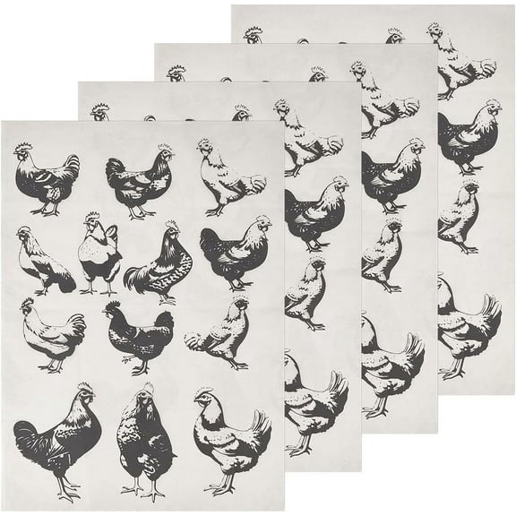 4Pcs Ceramic Decals 13 Styles Chick Porcelain Clay Transfer Paper 15x20 Inch Hen Underglaze Transfers Tile Decals Pottery Underglaze Rooster Paper for Pottery Enamel Decal Waterslide DecalColorful