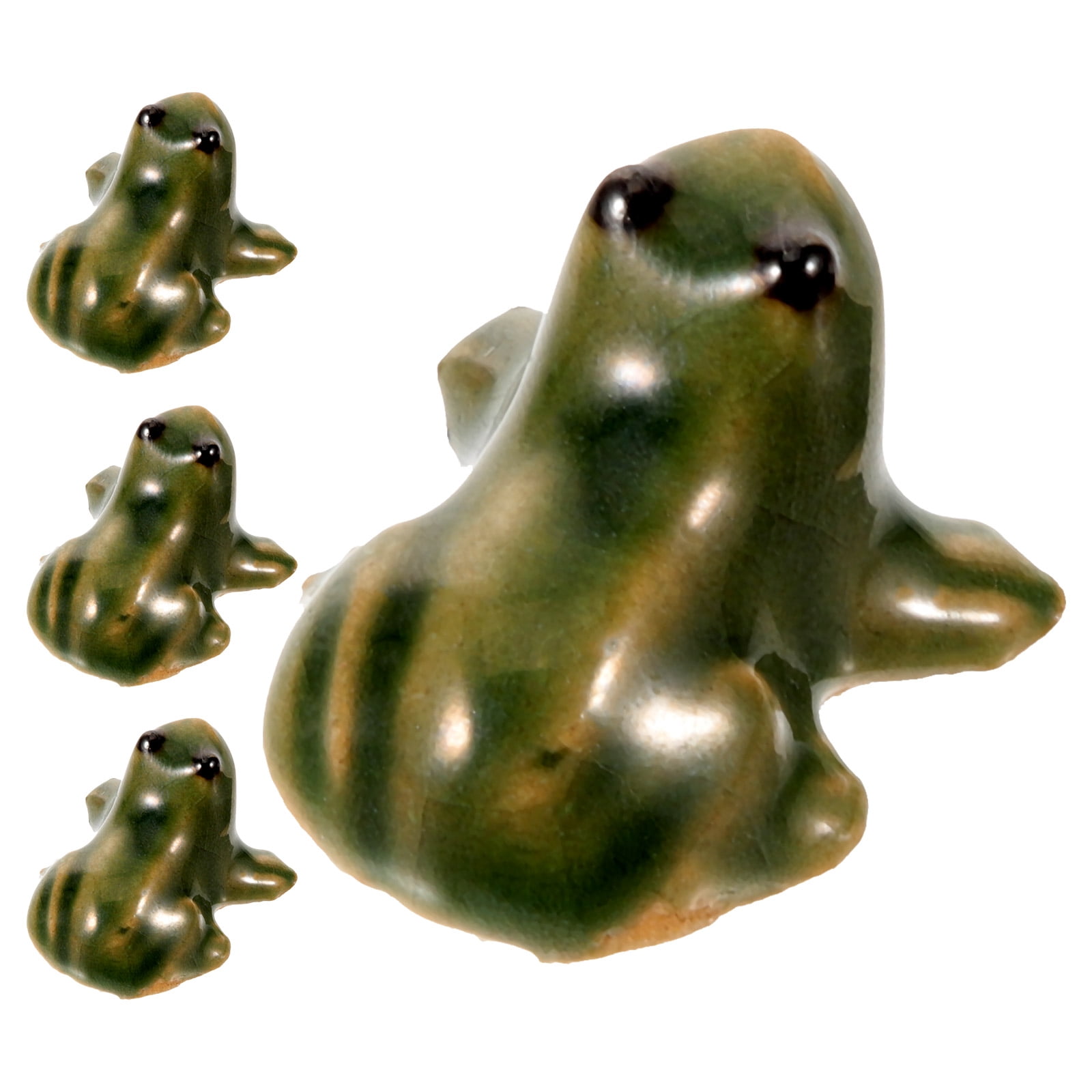 4Pcs Ceramic Frog Figurine Miniatures Frog Statue Craft Collectible ...