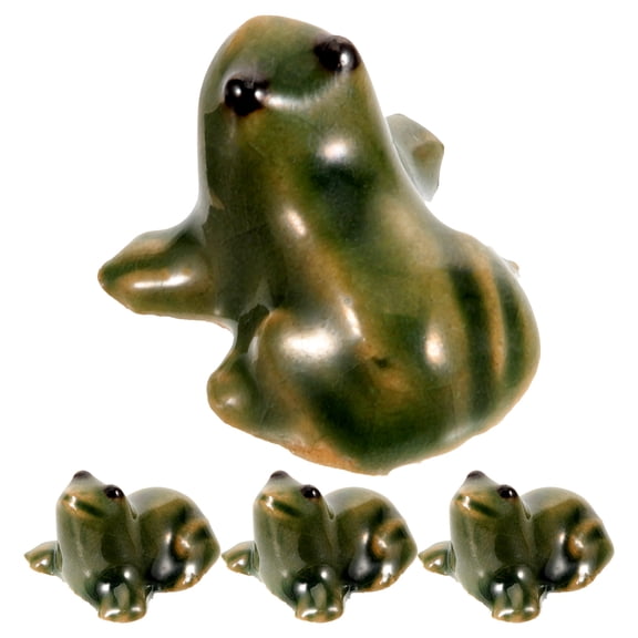 Set of 4 Cute Ceramic Frog Figurines for Garden Decor, Landscape Ornaments, Outdoor and Indoor Statue Accents