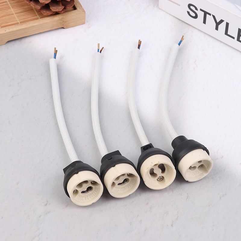 4Pcs Ceramic GU10 Base Socket Adapter Wire Connector Porcelain Halogen ...