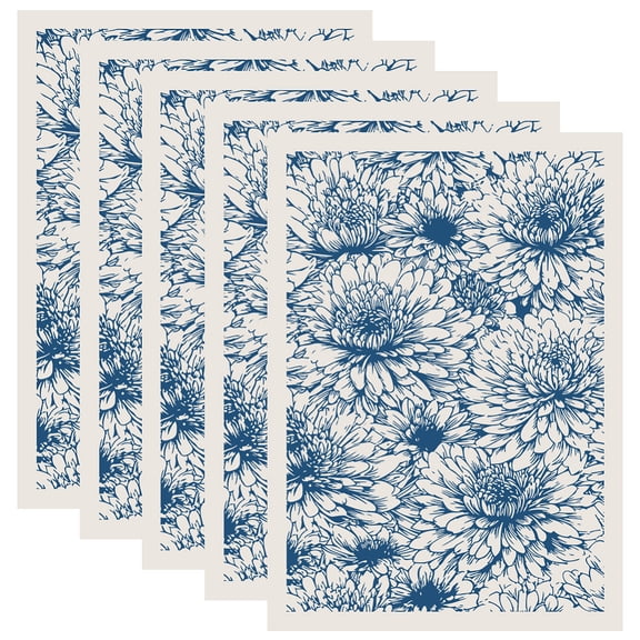 4Pcs Ceramic Transfer Decals Flower Underglaze Transfers Blue Chrysanthemum Pattern Waterslide Porcelain Paper