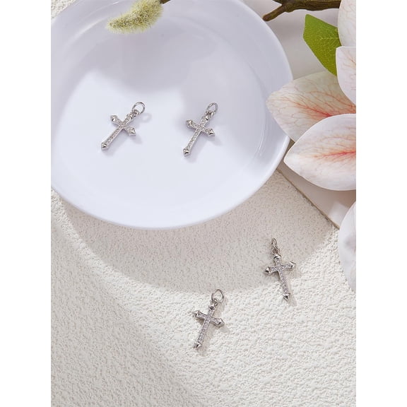4Pcs Charm Micro Pave Cubic Zirconia Pendant for DIY Necklace Earrings 21x13x2mm Hole: 3mm