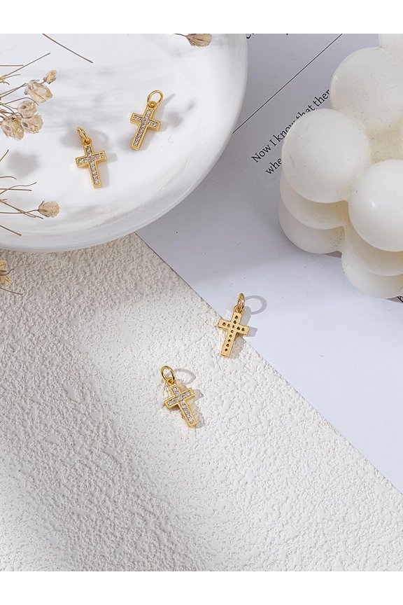 4Pcs Charms Brass Micro Pave Cubic Zirconia Pendants with Jump Ring Pendant Decoration for Women DIY Necklace Bracelet Jewelry Making Keychain Purse Decoration 14x8x2mm Hole: 4.5mm