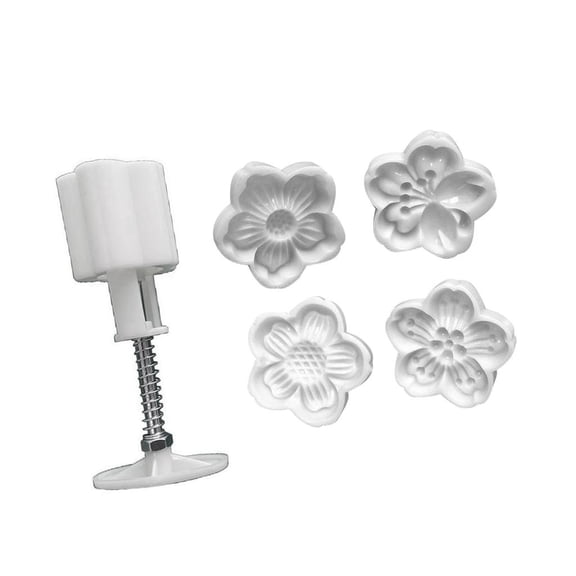 4Pcs Cherries Flower Shape Baking Molds ABS Plastic Hand Press Cake Cookie Chocolate Decorating Tool For Home Bakery Commercial Use