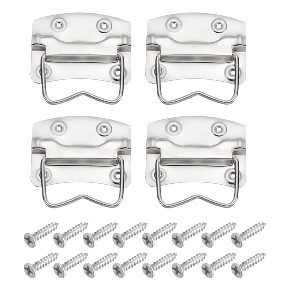 4Pcs Chest Handles, 76x57mm Wooden Box Ring Pull Lifting Handle, Silver