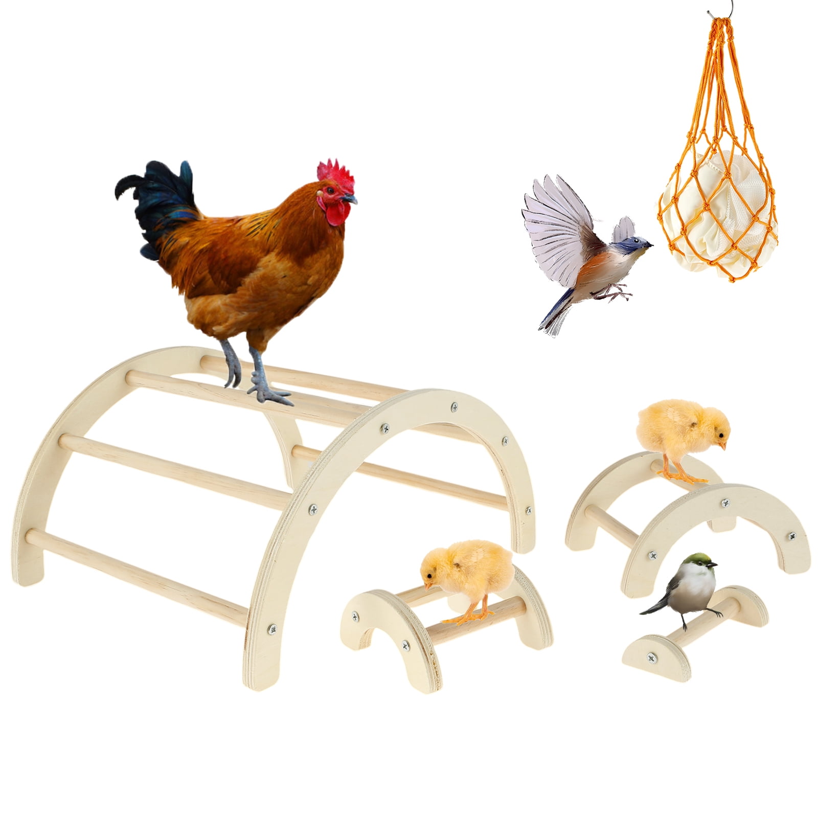 4Pcs Chicken Perch Toys with Net Bag Strong Roosting Bar for Brooder