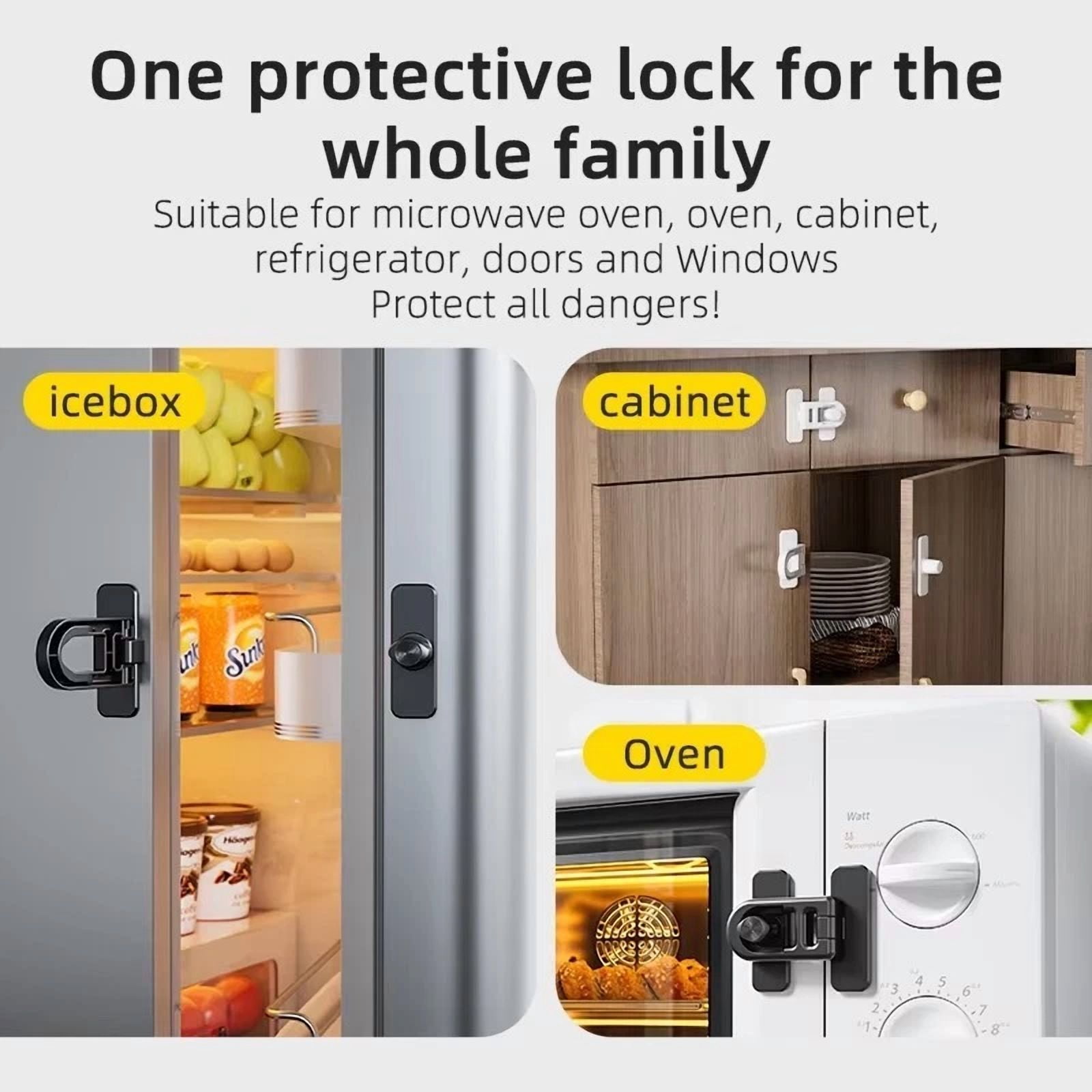 4Pcs Child Proof Fridge Lock Oven Lock Multifunction Buckle For Kids Protection