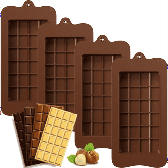 4Pcs Chocolate Bar Mold Candy Bar Molds Silicone Molde Para Molding Small Chocolate Mold Maker